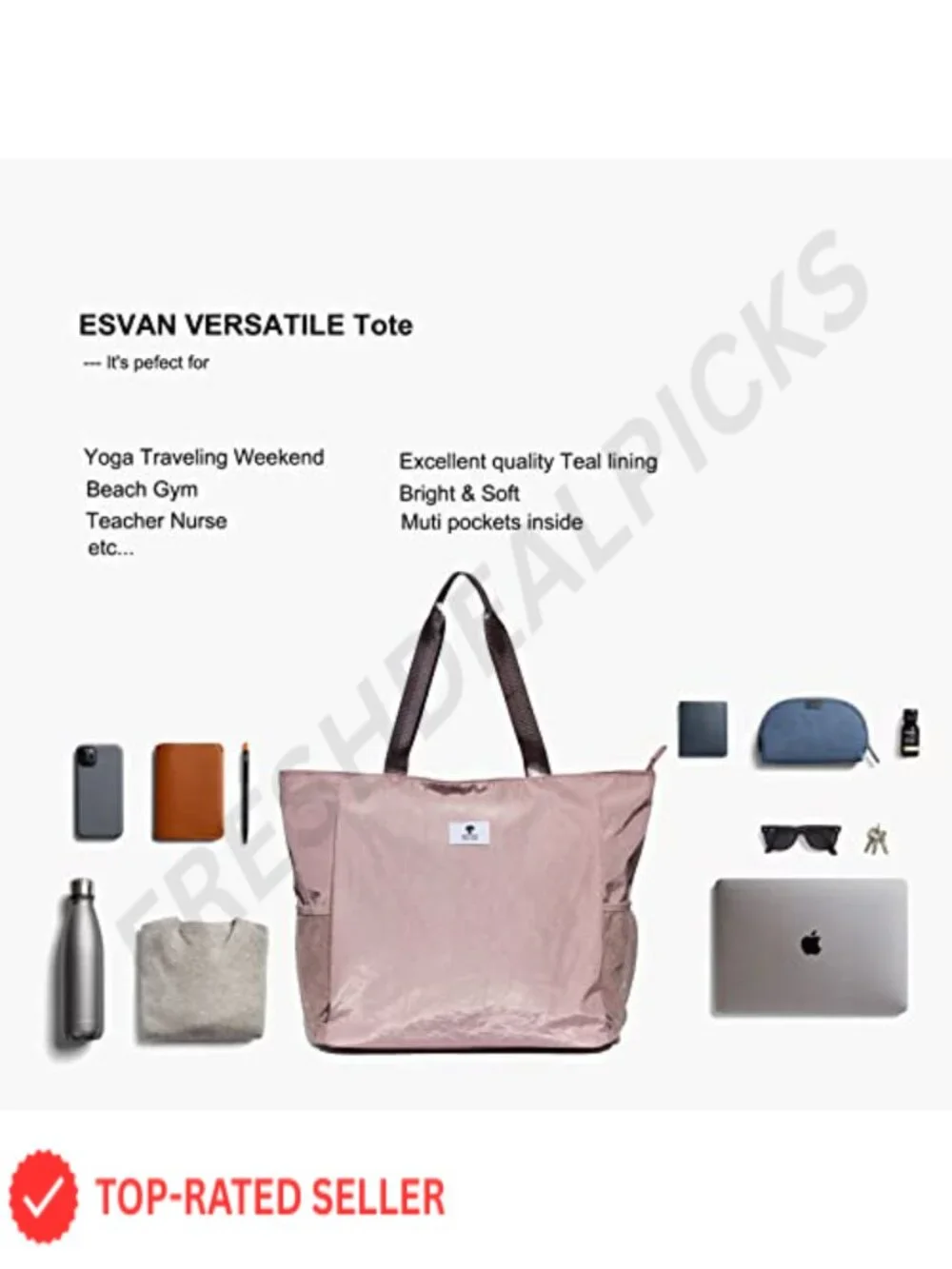 Nylon Yoga Tote Bag with Floral Pattern, Multi-Purpose Carrier for Gym, Travel